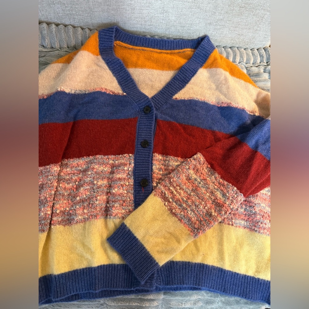 Super soft Multicolor Striped Sweater cardigan cashmere